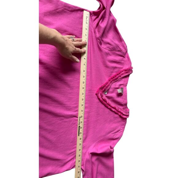 NEW Chico’s Fray Trim Easy Top blouse size 4 US XXL Pink Daisy 3/4 sleeve linen - Picture 6 of 13